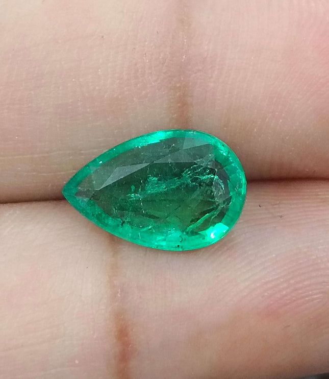 GSI Certified 3.25ct Intense Green Zambian Emerald