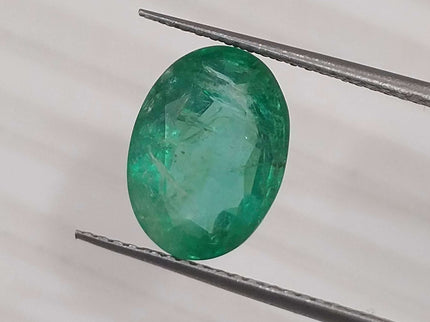 Natural Emerald 3.62ct GSI certified Medium Intense Green Oval Cut Loose Gemstone