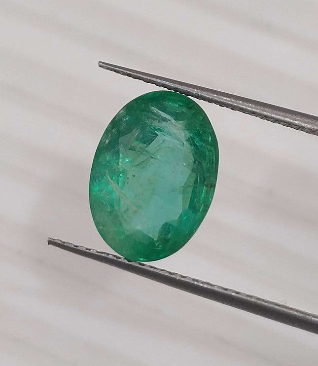 Natural Emerald 3.62ct GSI certified Medium Intense Green Oval Cut Loose Gemstone
