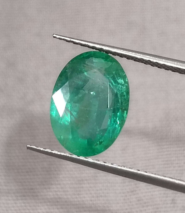 Natural Emerald 3.62ct GSI certified Medium Intense Green Oval Cut Loose Gemstone
