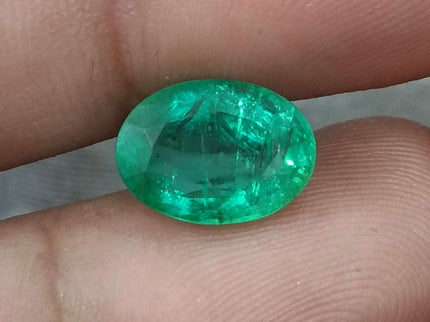 Natural Emerald 3.62ct GSI certified Medium Intense Green Oval Cut Loose Gemstone