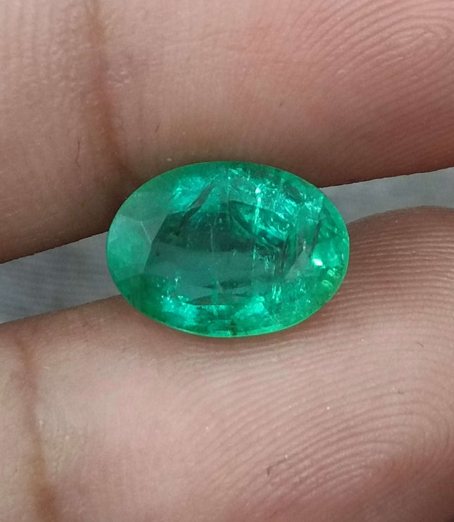 Natural Emerald 3.62ct GSI certified Medium Intense Green Oval Cut Loose Gemstone