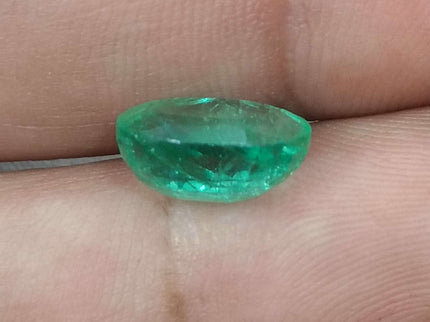 Natural Emerald 3.62ct GSI certified Medium Intense Green Oval Cut Loose Gemstone