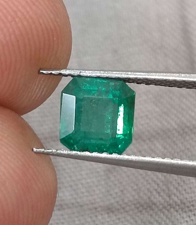 GSI Certified 1.64ct Deep Green Zambian Emerald