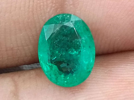 Zambian Emerald 2.51ct Certified Natural Medium Intense Green Minor Oiled Loose Gemstone