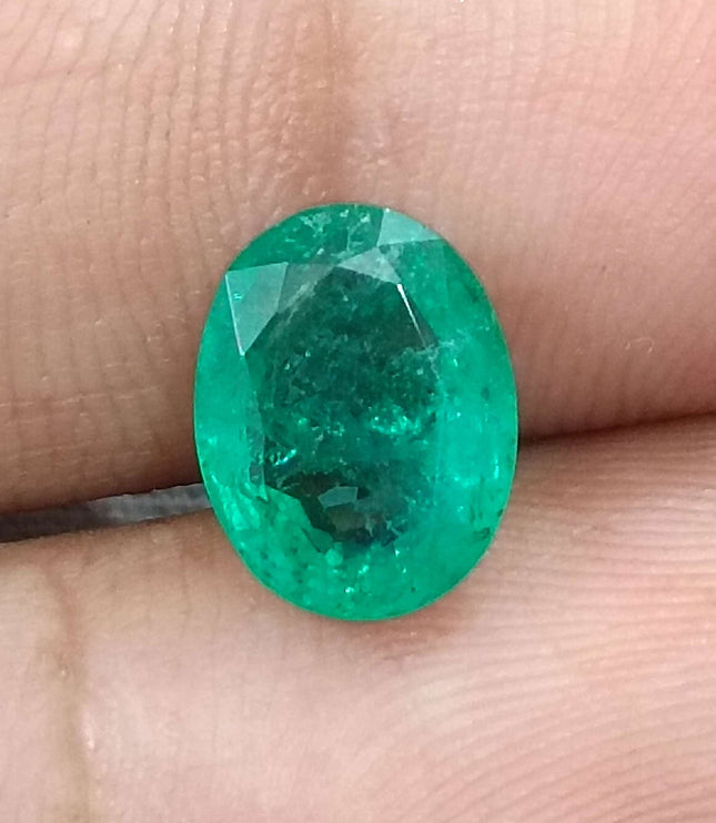 Zambian Emerald 2.51ct Certified Natural Medium Intense Green Minor Oiled Loose Gemstone