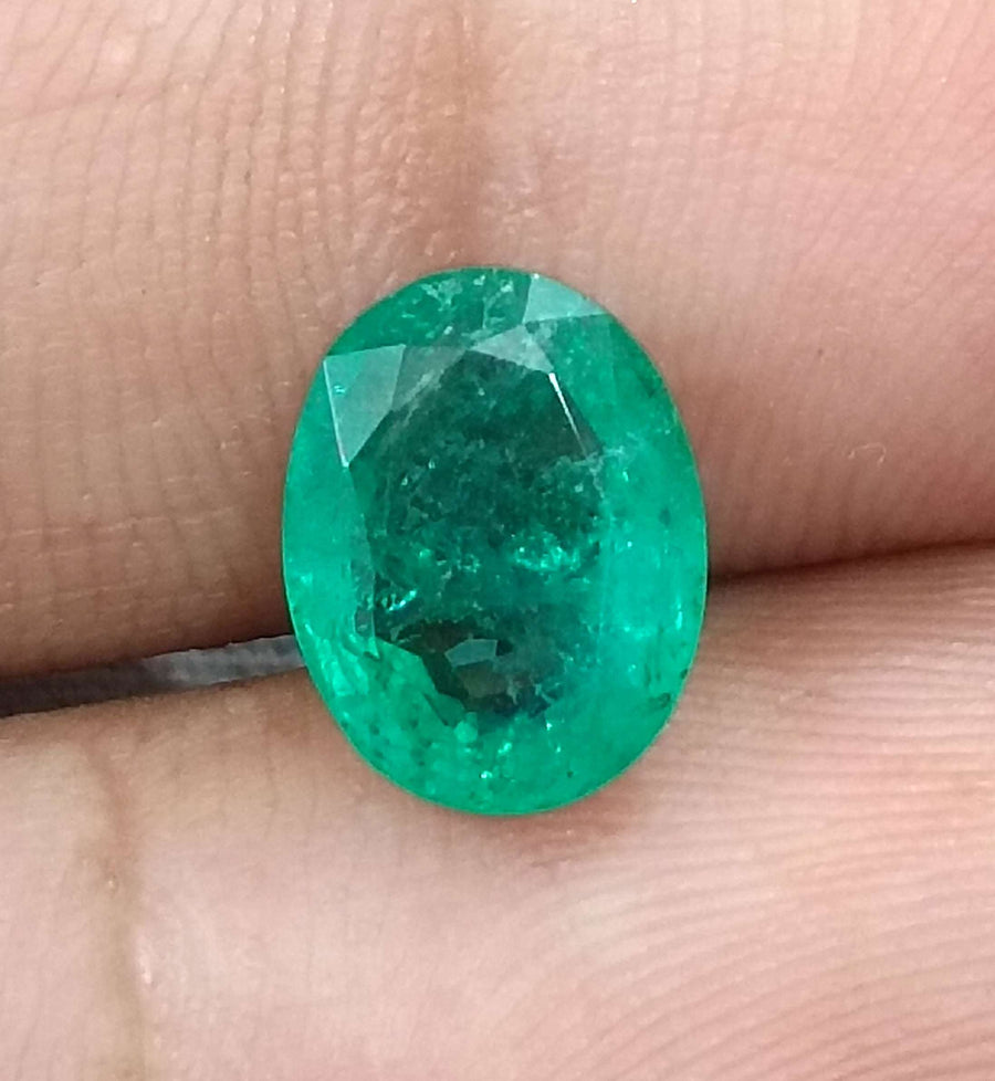 Zambian Emerald 2.51ct Certified Natural Medium Intense Green Minor Oiled Loose Gemstone