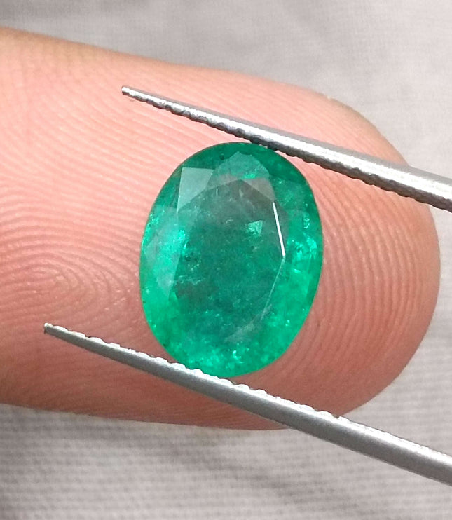 Zambian Emerald 2.51ct Certified Natural Medium Intense Green Minor Oiled Loose Gemstone