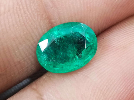 Zambian Emerald 2.51ct Certified Natural Medium Intense Green Minor Oiled Loose Gemstone