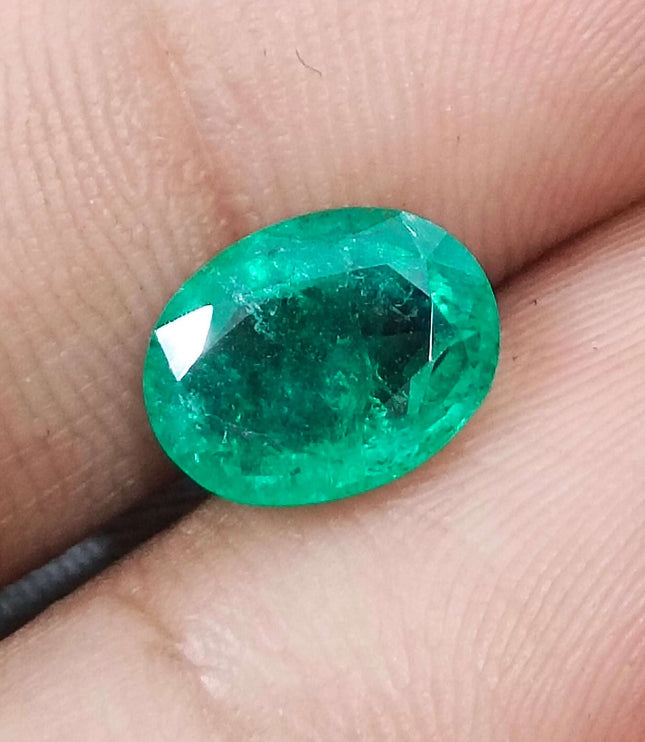 Zambian Emerald 2.51ct Certified Natural Medium Intense Green Minor Oiled Loose Gemstone