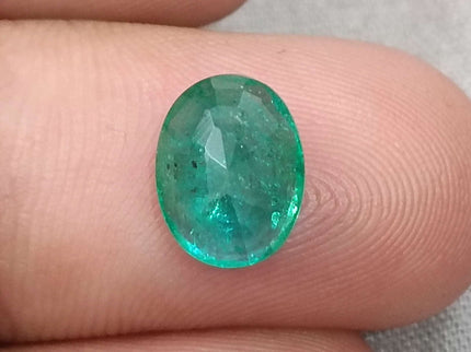 Zambian Emerald 2.51ct Certified Natural Medium Intense Green Minor Oiled Loose Gemstone