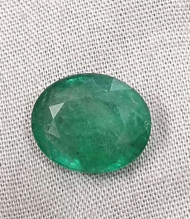 Zambian Emerald 6.30ct Natural Medium Deep Green Oval Cut Loose Gemstone