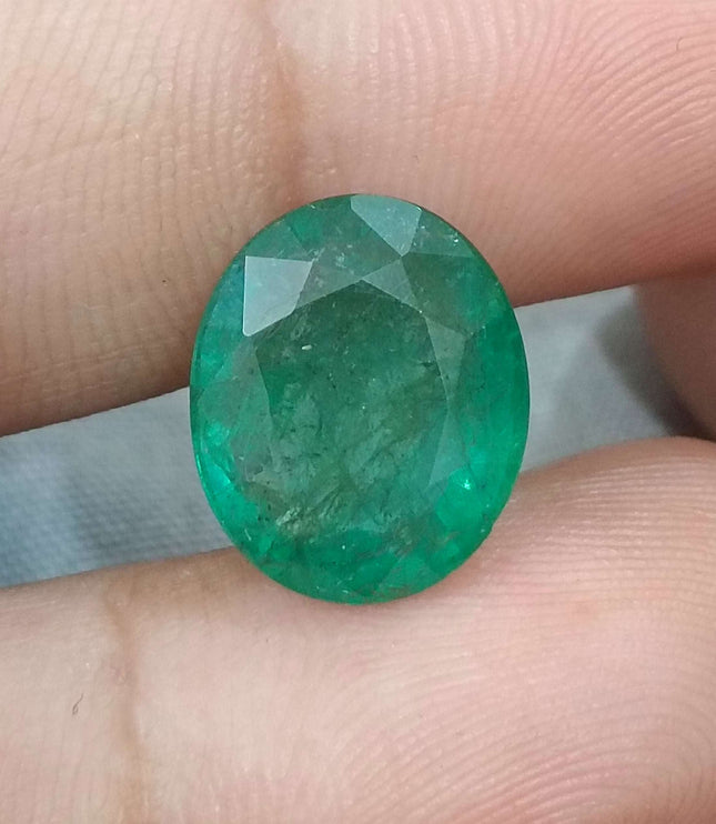 Zambian Emerald 6.30ct Natural Medium Deep Green Oval Cut Loose Gemstone