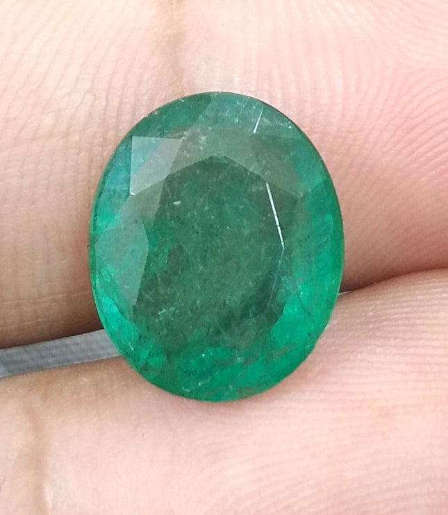 Zambian Emerald 6.30ct Natural Medium Deep Green Oval Cut Loose Gemstone