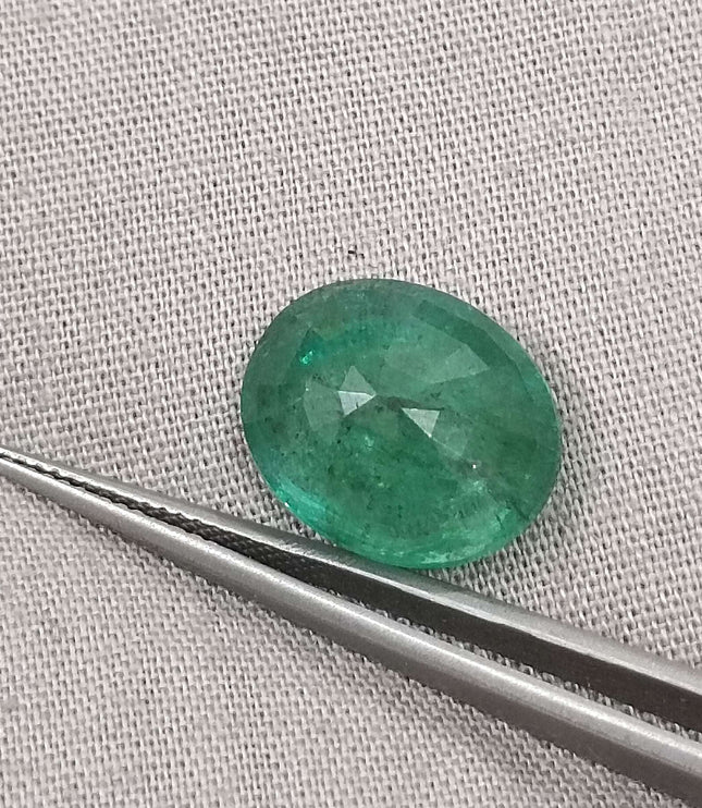 Zambian Emerald 6.30ct Natural Medium Deep Green Oval Cut Loose Gemstone