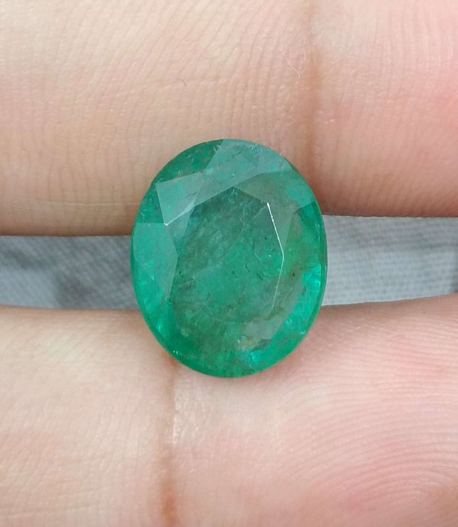 Zambian Emerald 6.30ct Natural Medium Deep Green Oval Cut Loose Gemstone