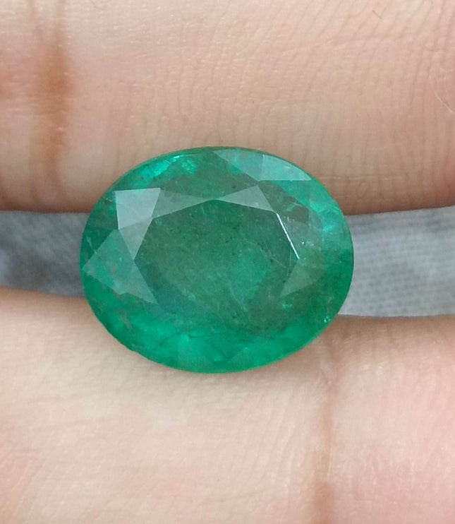 Zambian Emerald 6.30ct Natural Medium Deep Green Oval Cut Loose Gemstone
