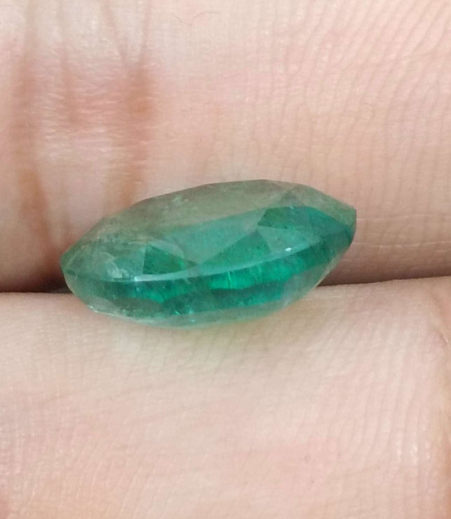 Zambian Emerald 6.30ct Natural Medium Deep Green Oval Cut Loose Gemstone