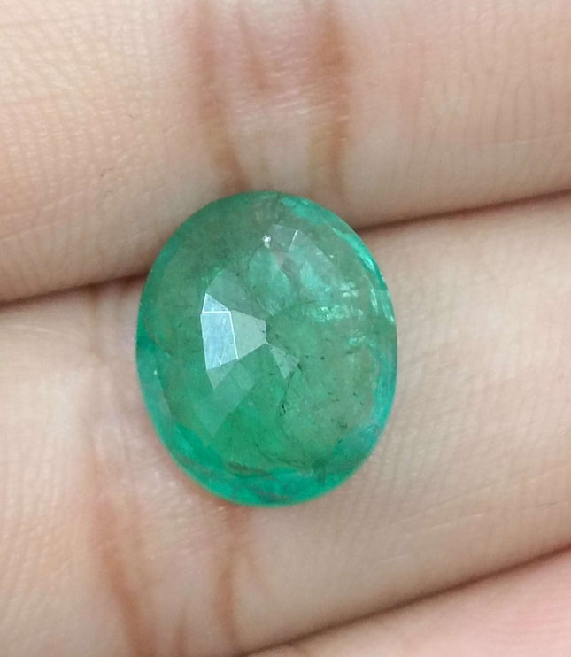Zambian Emerald 6.30ct Natural Medium Deep Green Oval Cut Loose Gemstone