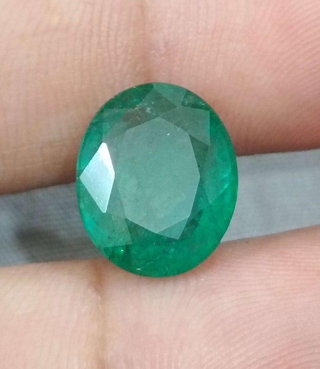 Zambian Emerald 6.30ct Natural Medium Deep Green Oval Cut Loose Gemstone
