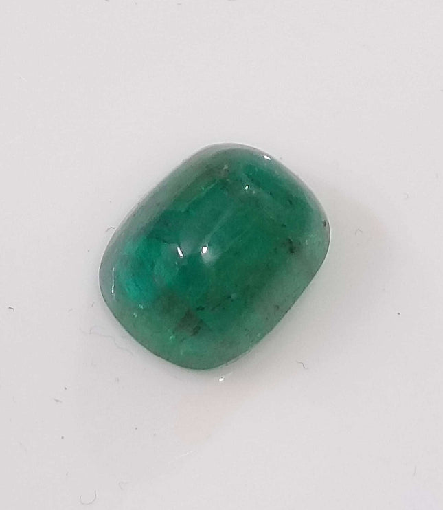 6.07ct Certified Sugarloaf Cut Medium Deep Green Zambian Emerald.
