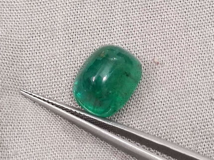 6.07ct Certified Sugarloaf Cut Medium Deep Green Zambian Emerald.