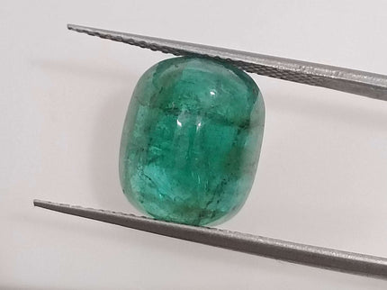 6.07ct Certified Sugarloaf Cut Medium Deep Green Zambian Emerald.