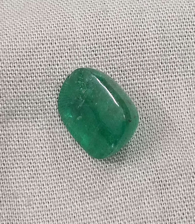 6.07ct Certified Sugarloaf Cut Medium Deep Green Zambian Emerald.