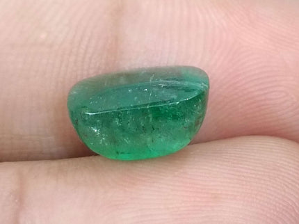 6.07ct Certified Sugarloaf Cut Medium Deep Green Zambian Emerald.