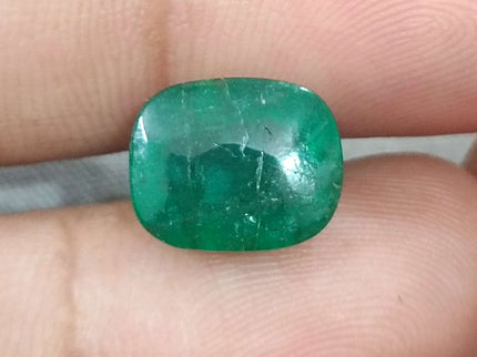 6.07ct Certified Sugarloaf Cut Medium Deep Green Zambian Emerald.