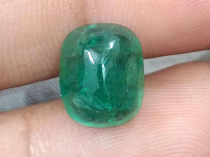 6.07ct Certified Sugarloaf Cut Medium Deep Green Zambian Emerald.