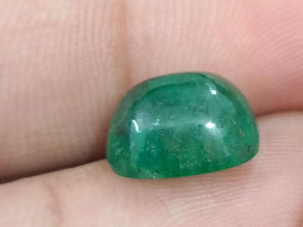 6.07ct Certified Sugarloaf Cut Medium Deep Green Zambian Emerald.