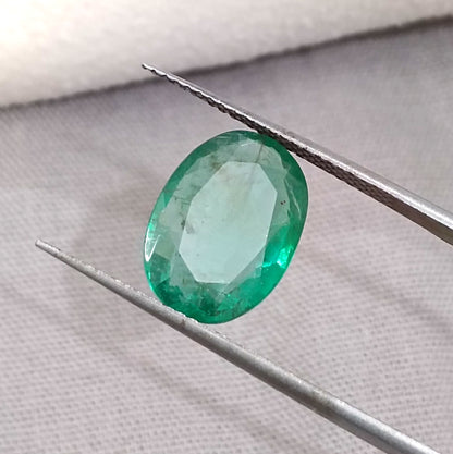 GSI Certified 3.40ct Zambian Emerald, 100% Natural Gemstone