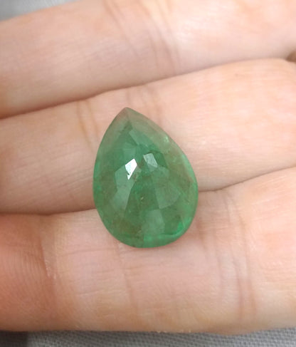 10.83ct Pear Cut Zambian Emerald, 100% Natural Earth Mined Gemstone