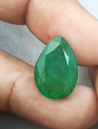 10.83ct Pear Cut Zambian Emerald, 100% Natural Earth Mined Gemstone