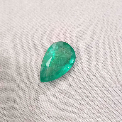 GSI Certified 13.47ct Medium Deep Golden Green Swat Emerald, 100% Natural Gemstone