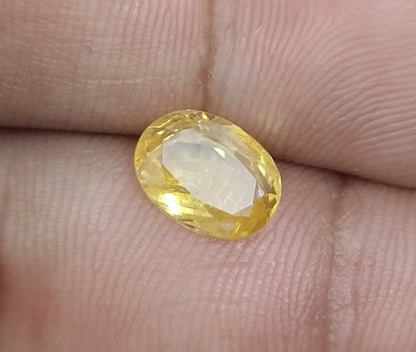 GSI Certified 2.58ct Yellow Ceylon Sapphire, 100% Natural Untreated Gemstone