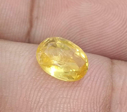 GSI Certified 2.58ct Yellow Ceylon Sapphire, 100% Natural Untreated Gemstone