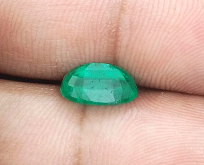 GSI Certified 2.16ct Medium Green Zambian Emerald, 100% Natural Gemstone