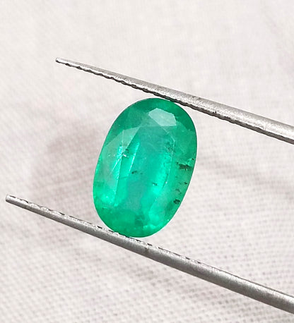 GSI Certified 2.16ct Medium Green Zambian Emerald, 100% Natural Gemstone