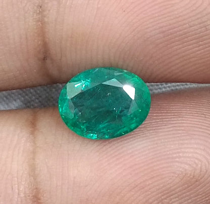 GSI Certified 2.31ct Vivid Medium Green Zambian Emerald, 100% Natural Gemstone