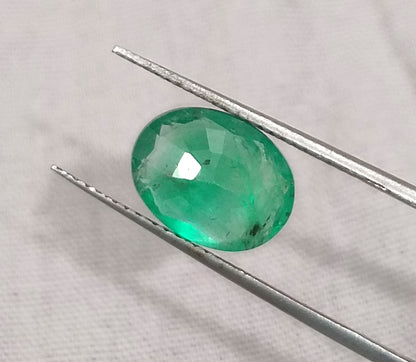 GSI Certified 2.45ct Vivid Medium Green Panjshir Emerald, 100% Natural Gemstone