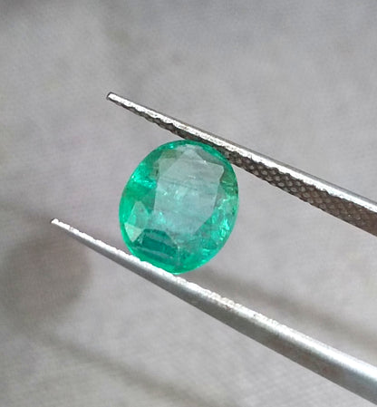 GSI Certified 1.40ct Zambian Emerald, 100% Natural Gemstone