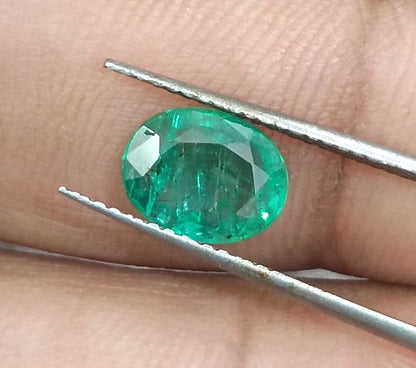 GSI Certified 1.40ct Zambian Emerald, 100% Natural Gemstone