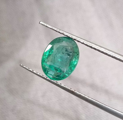 GSI Certified 1.40ct Zambian Emerald, 100% Natural Gemstone