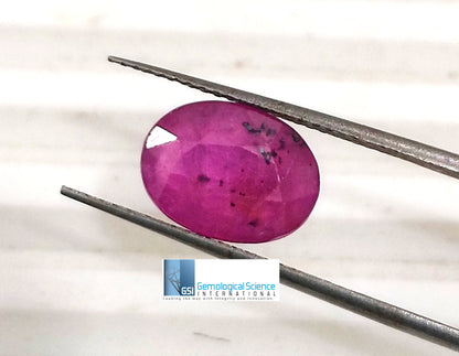 GSI Certified 3.12ct Mozambique Ruby, 100% Natural Untreated Gemsrone