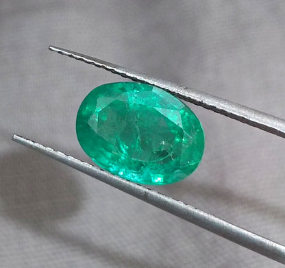 GSI Certified 2.28ct Vivid Green Zambian Emerald, 100% Natural Gemstone