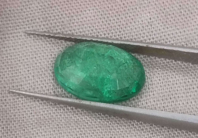 4.52ct GSI USA Certified Medium Green Zambian Emerald Minor Oiled Loose Gemstone