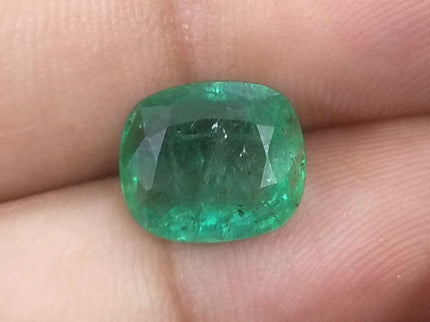 3.61ct Swat Emerald, Certified Natural Medium Deep Green Cushion Cut Gemstone