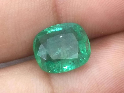 3.61ct Swat Emerald, Certified Natural Medium Deep Green Cushion Cut Gemstone